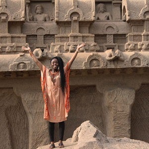 Student posing in India