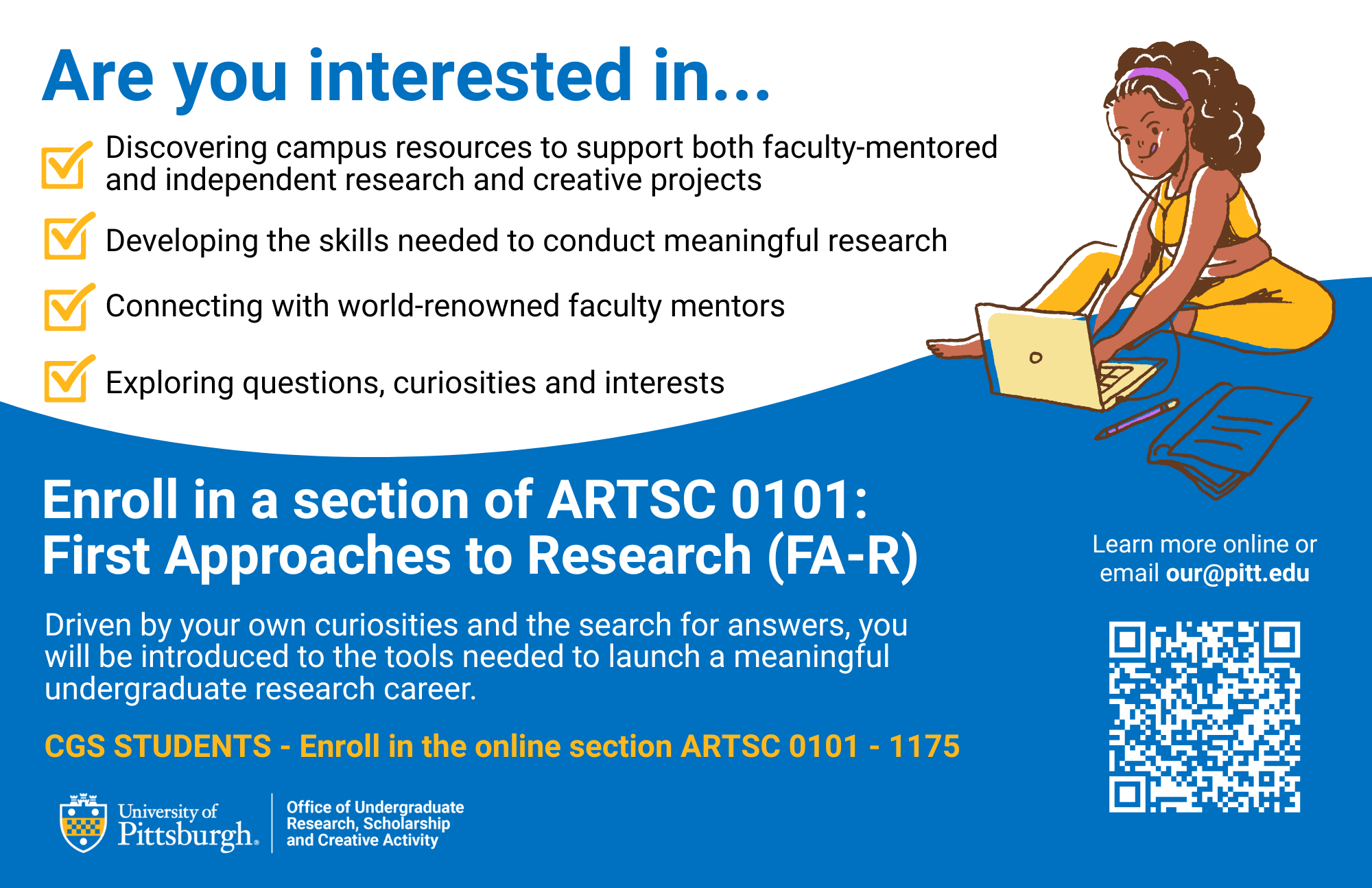 Flyer lists information about First Approaches to Research, a new 1credit course.