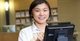young woman using sign-in screen