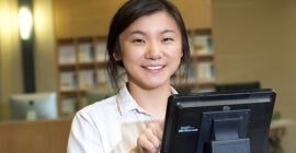 young woman using sign-in screen